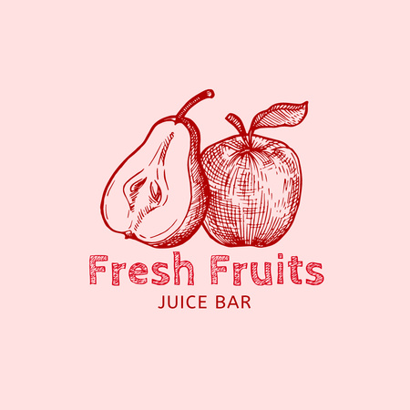 Juice Bar Ad with Fresh Fruits Logo Design Template