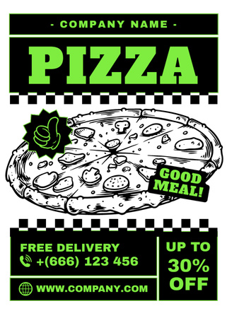 Platilla de diseño Sketch of Delicious Appetizing Pizza Flayer