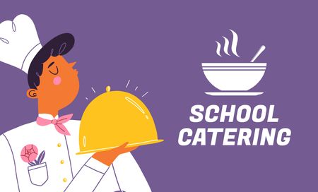 School Catering Service Offer Business Card 91x55mm Design Template