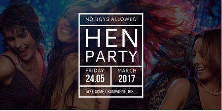 Hen Party Ad with Women in Club Twitter Design Template