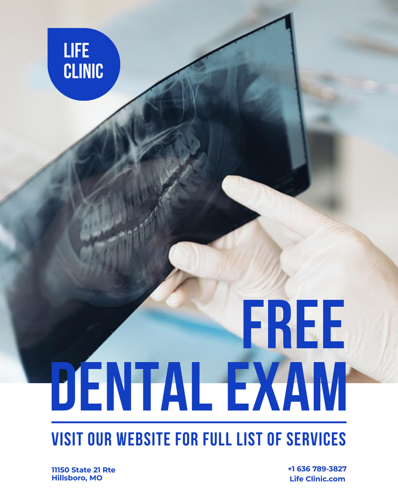 Platilla de diseño Free Dental Exam Offer with X-ray Shot Poster 16x20in