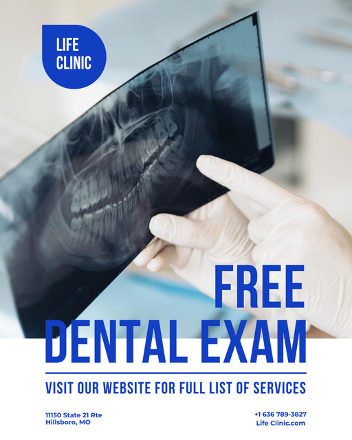 Free Dental Exam Offer with X-ray Shot Poster 16x20inデザインテンプレート