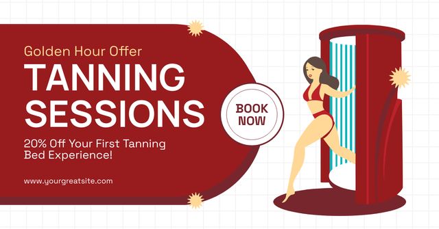 Ontwerpsjabloon van Facebook AD van Tanning session with Discount