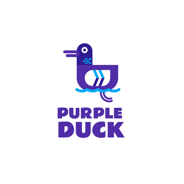 Purple Duck Illustration Logoデザインテンプレート