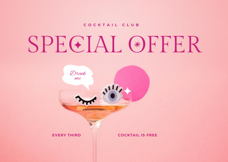Cocktail Club Special Offer Ad Flyer 5x7in Horizontal tervezősablon