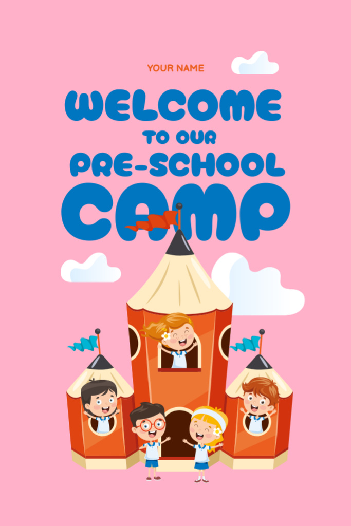Educational Pre-School Camp Promotion In Pink Flyer 4x6in Design Template