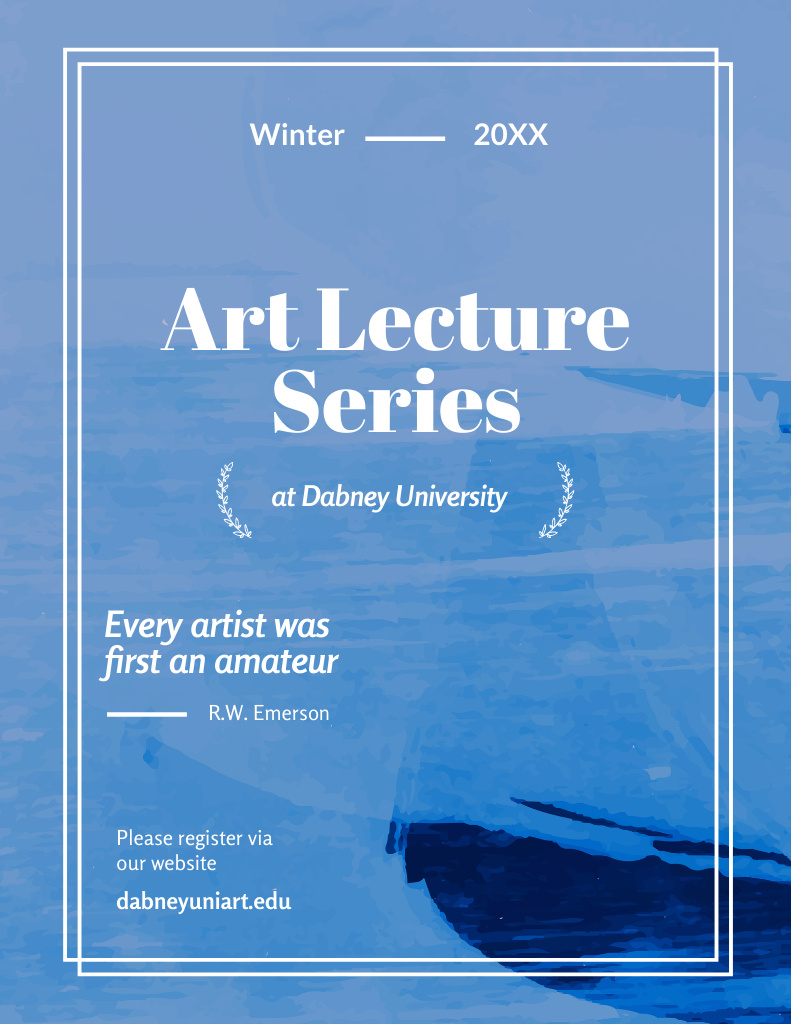 Extraordinary Art Lecture Series Announcement In Blue Poster 8.5x11in Design Template