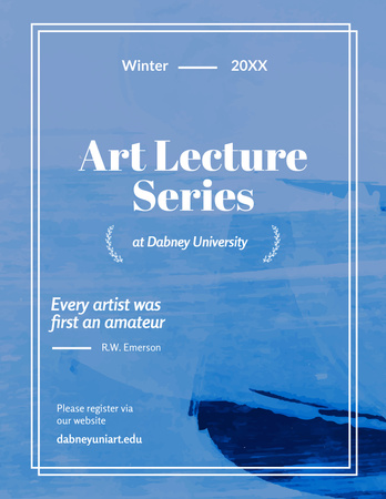 Art Lecture Series Brushes and Palette in Blue Poster 8.5x11in Design Template