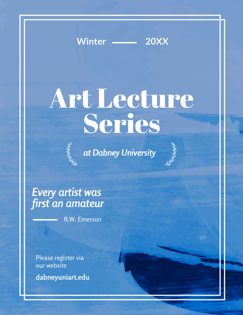 Ontwerpsjabloon van Poster 8.5x11in van Extraordinary Art Lecture Series Announcement In Blue