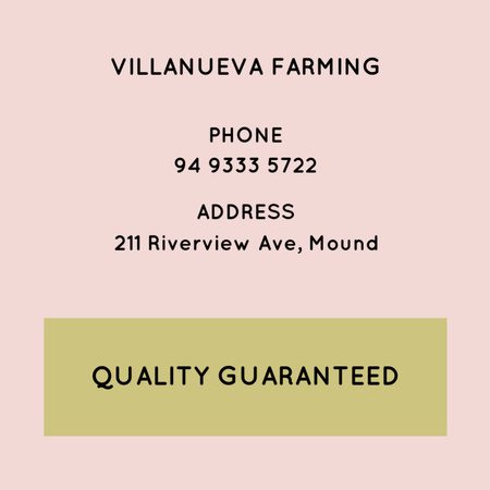 Farm Contact Details on Pink Square 65x65mm Design Template