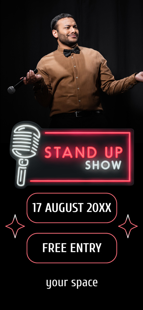 Stand-up Show Special Promo with Performer on Stage Snapchat Geofilterデザインテンプレート
