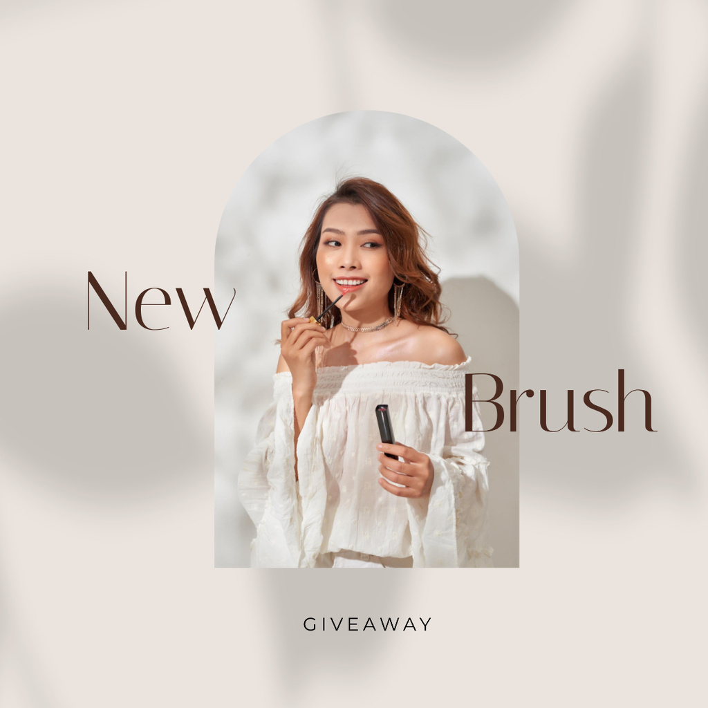 Template di design New Brush Giveaway with Woman applying lipstick Instagram