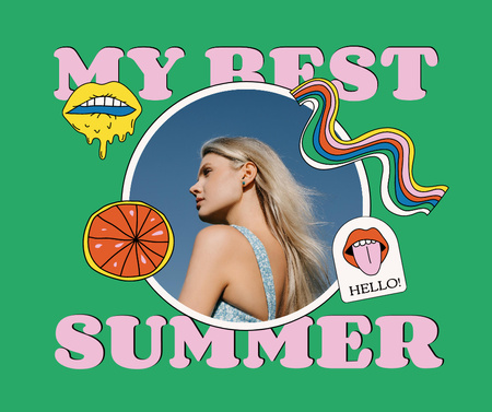 Summer Inspiration with Attractive Young Girl Facebook tervezősablon