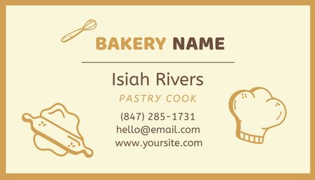 Plantilla de diseño de Pastry Cook Services Offer with Raw Dough Business Card US 