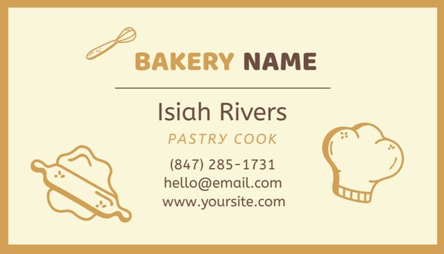 Pastry Cook Services Offer with Raw Dough Business Card US Πρότυπο σχεδίασης