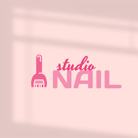 Stylish Salon Services for Nails In Pink Logo 1080x1080px Šablona návrhu