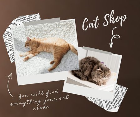 Designvorlage Tierhandlungsanzeige mit süßen Katzen für Facebook