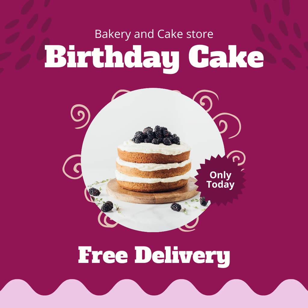 Modèle de visuel Birthday Cake Delivery Offer - Instagram