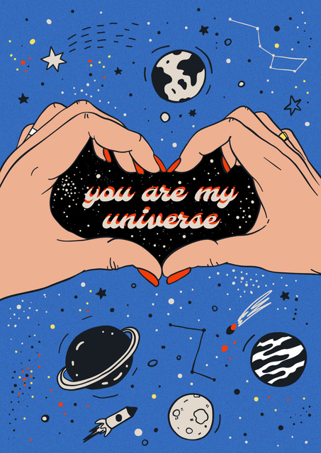 Modèle de visuel Cute Phrase with Universe in Hands - Poster