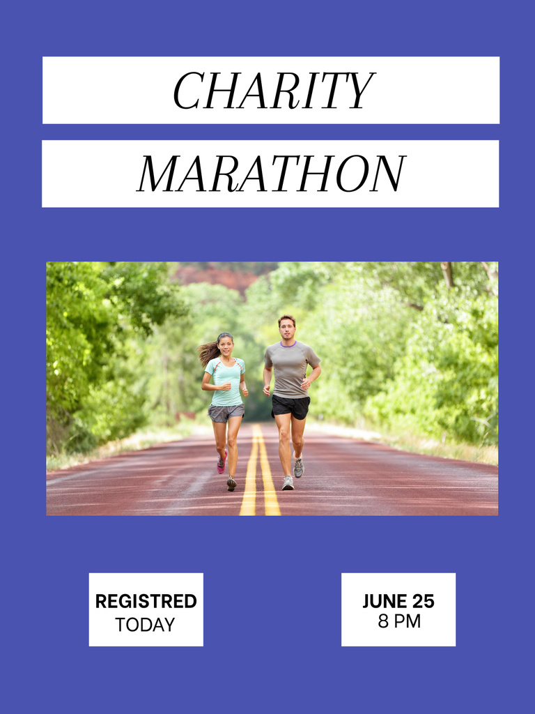 Charity Run Marathon Announcement Poster USデザインテンプレート