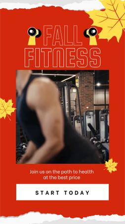 Autumn Fitness Classes Announcement on Red Instagram Video Story Design Template