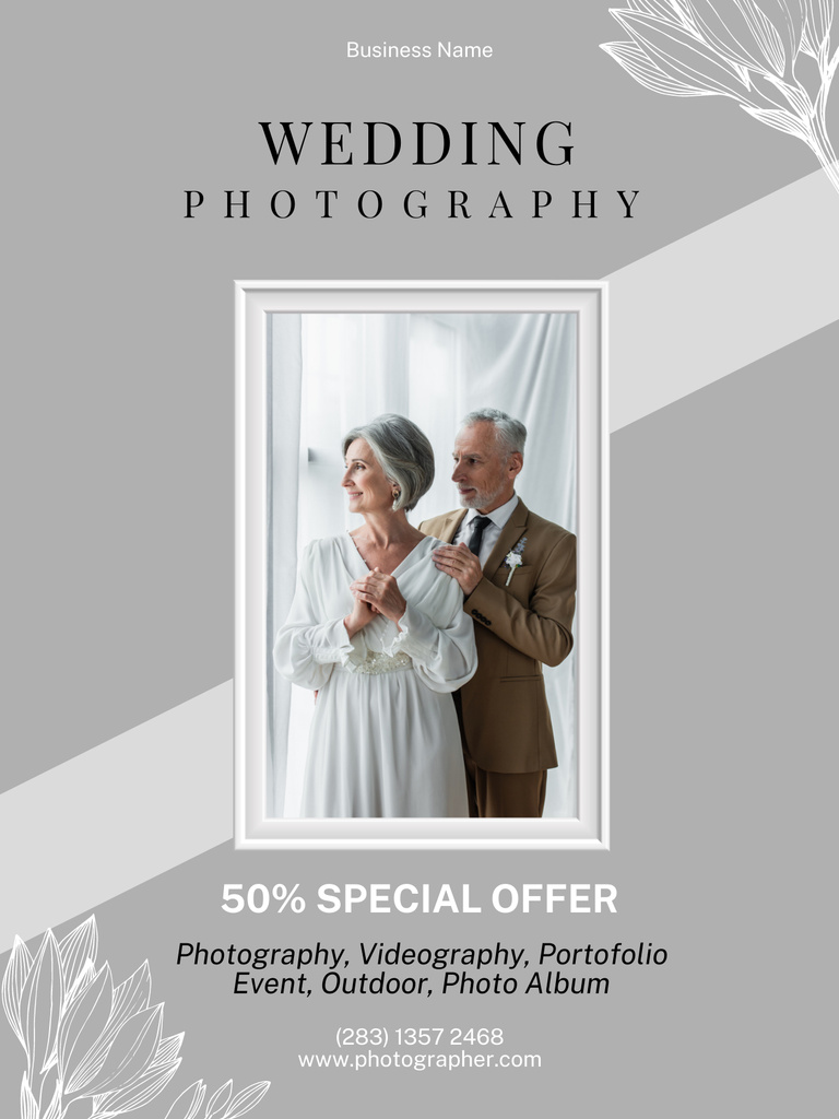Wedding Photography Offer with Mature Couple Poster US Design Template