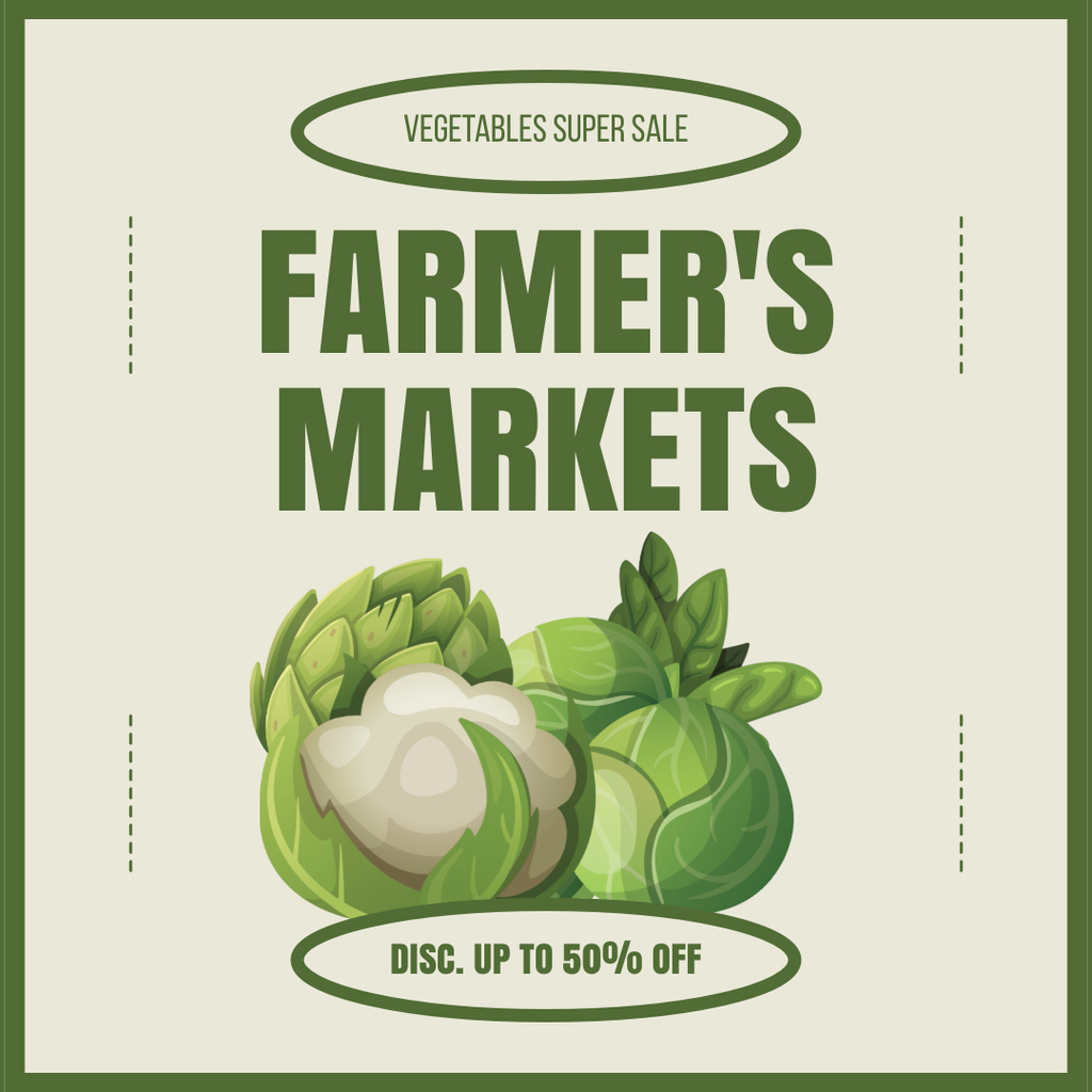 Discount on Cabbage at Farmer's Market Instagram AD Design Template