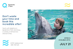Swim with Dolphin Offer with Happy Kid in Pool