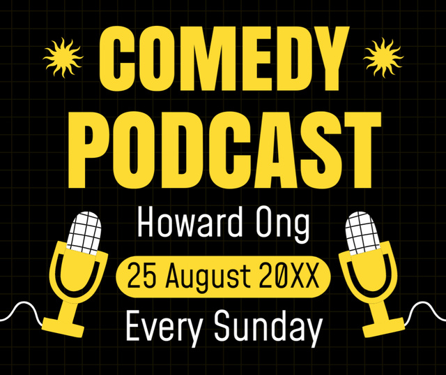 Comedy Podcast on Black Facebookデザインテンプレート