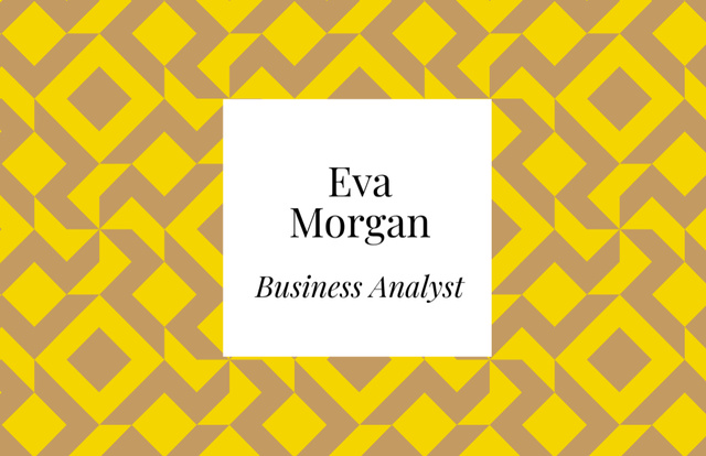 Business Analyst Services with Geometric Pattern in Yellow Business Card 85x55mm Πρότυπο σχεδίασης
