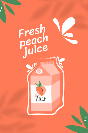 Cute Illustration of Fresh Peach Juice Pinterest Design Template
