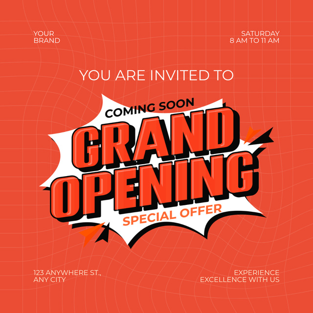 Coming Soon Grand Opening Event With Special Offer Instagram AD Modelo de Design