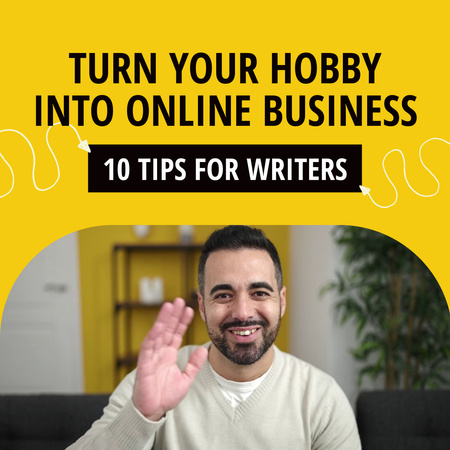 Helpful Tips For Writers In Online Business Animated Post Design Template