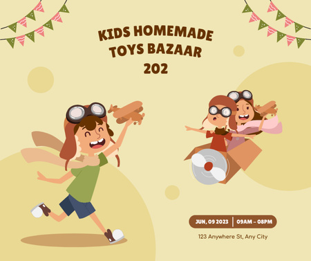 Announcement of Bazaar of Handmade Children's Toys Facebook Design Template