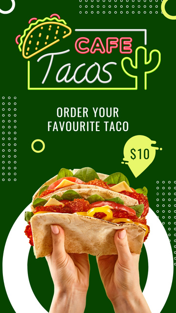 Street Food Ad with Offer of Tacos Instagram Story Modelo de Design