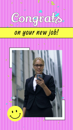 Modèle de visuel Confettis et félicitations pour un nouvel emploi - Instagram Video Story