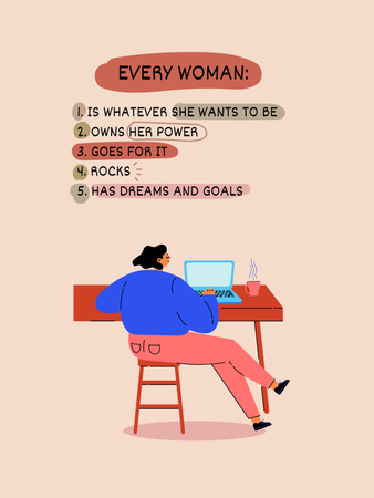 Girl Power Inspiration with Illustration of Woman on Workplace Poster US Design Template