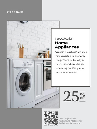 Home Appliances Discount Grey and White Poster US Design Template