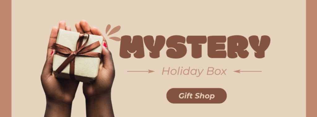 Mystery holiday box in woman's hands Facebook cover Modelo de Design