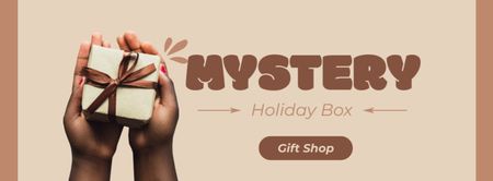 Mystery holiday box in woman's hands Facebook cover Design Template