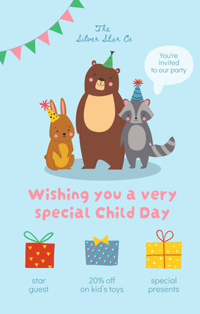Wishing you Special Child Day Invitation 4.6x7.2in Design Template