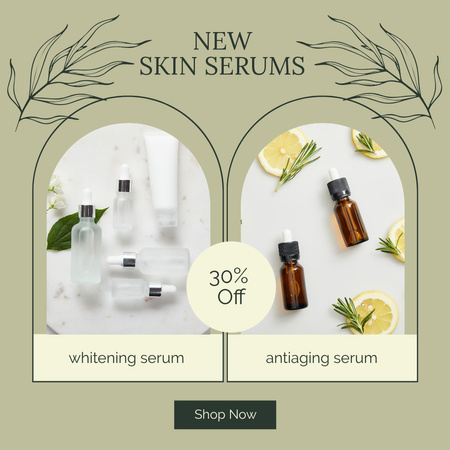 Skincare and Beauty Products Sale Ad on Green Instagram AD Design Template