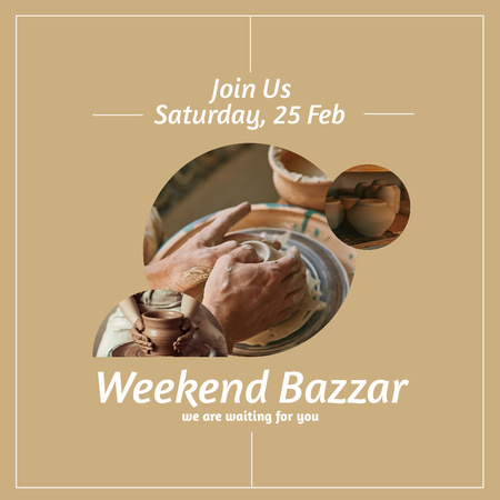 Weekend Bazaar Announcement with Pottery Workshop Instagram tervezősablon