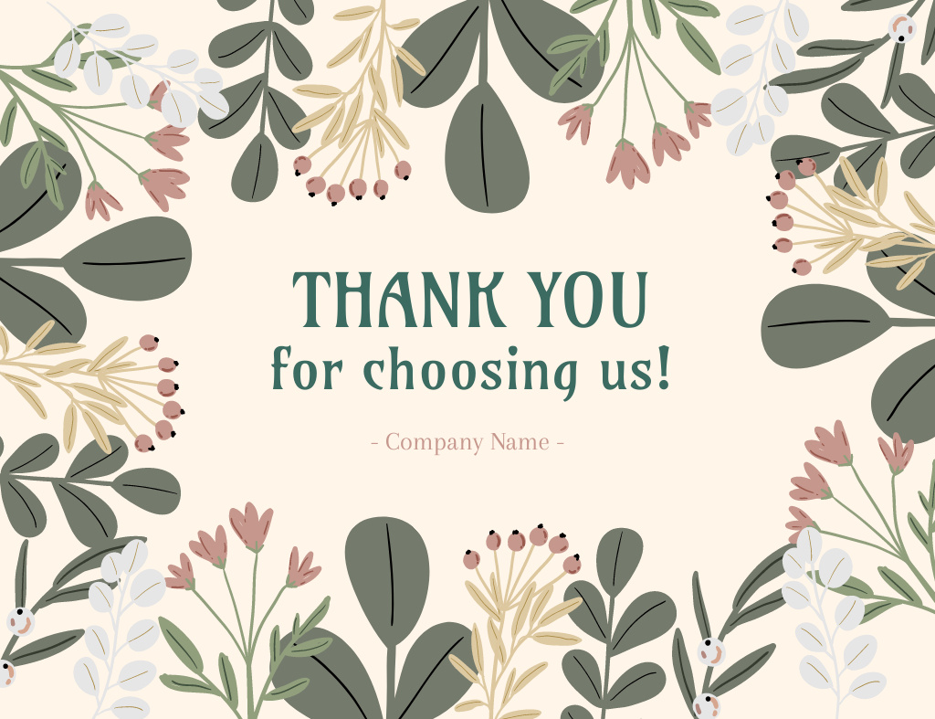 Thank You For Choosing Our Shop Services Thank You Card 5.5x4in Horizontal Design Template