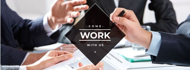 Modèle de visuel Business people working together at office - Facebook cover