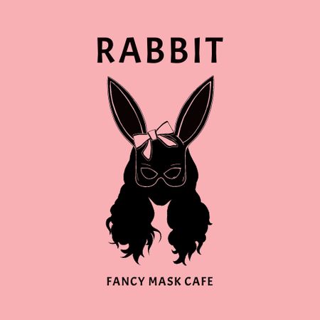 Rabbit Mask with Long Ears Logo Design Template