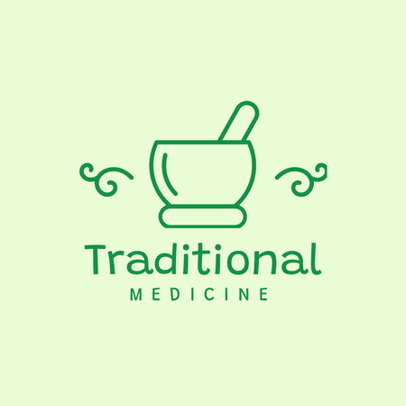 Emblem of Traditional Medicine in Green Logo 1080x1080px Design Template