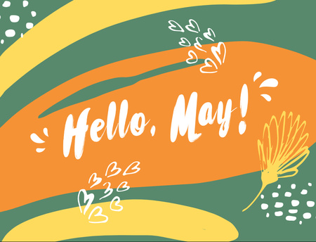 Enchanting May Day Salutations With Hearts Postcard 4.2x5.5in Design Template