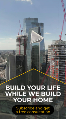 Construction services with consultation and skyscrapers Instagram Video Story Design Template