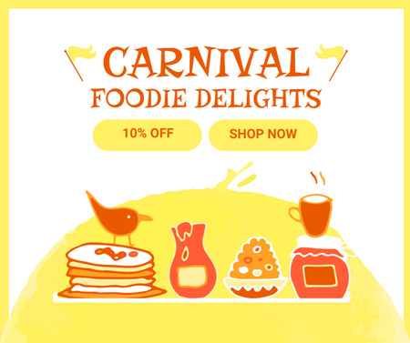 Foodie Carnival With Various Meals At Reduced Price Offer Facebook Design Template
